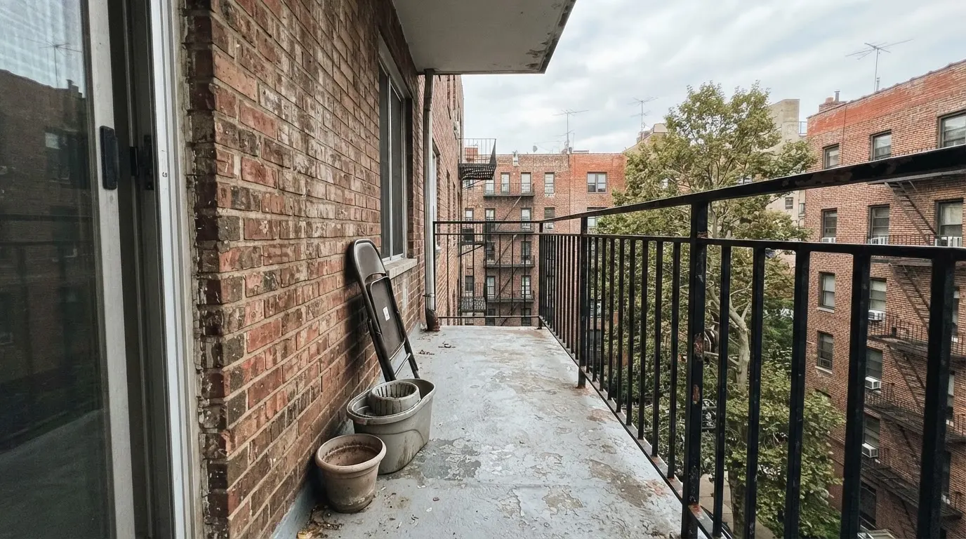 A bare city balcony before the redesign