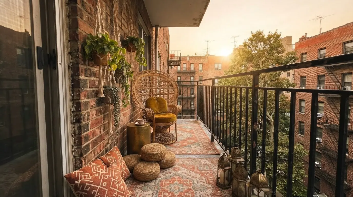 The same balcony redesigned in Boho style