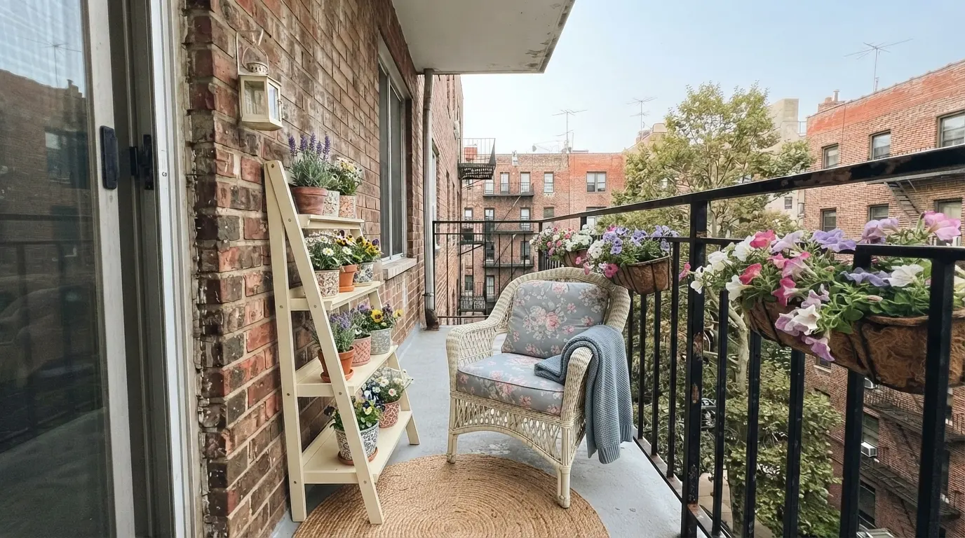 The same balcony redesigned in Cozy cottage style