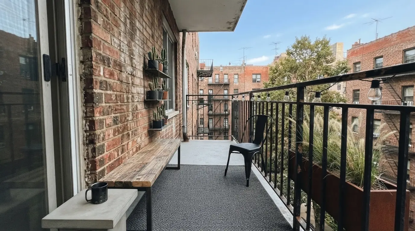 The same balcony redesigned in Industrial style