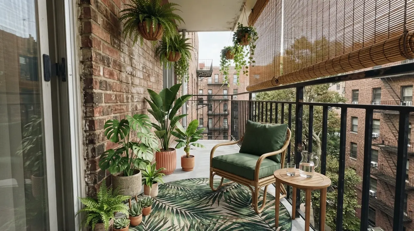 The same balcony redesigned in Tropical style