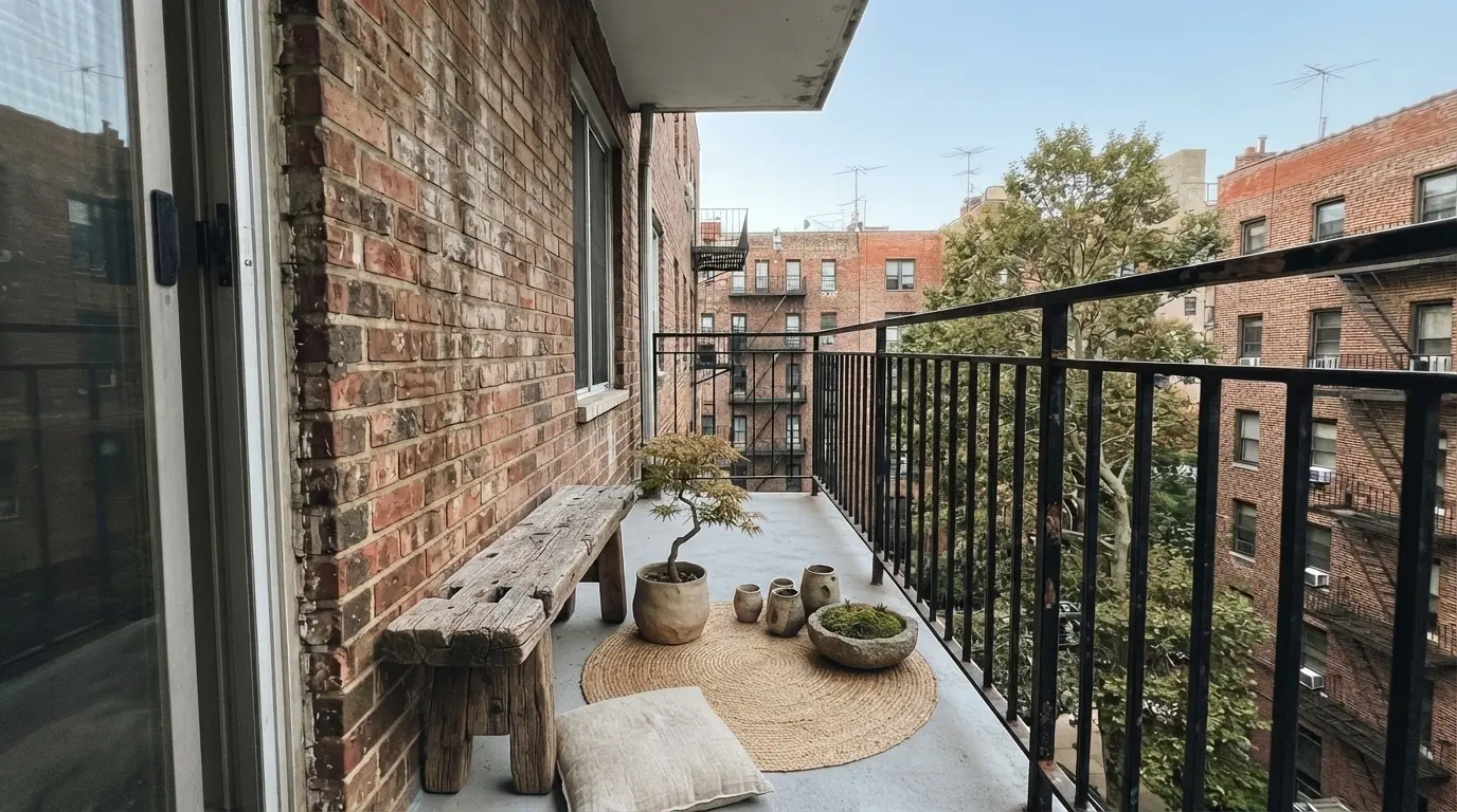 The same balcony redesigned in Wabi-sabi style