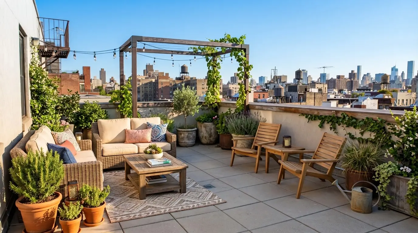 The designed terrace, midday
