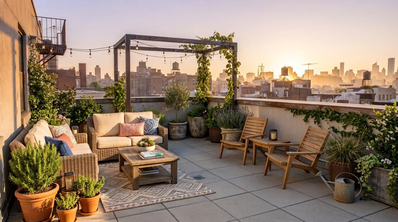 The designed terrace, morning